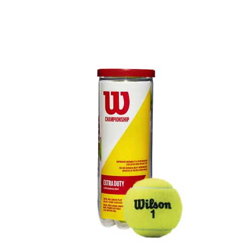 Wilson Championship Extra Duty, Pelotas De Tenis Tubo Con 3 Para Todas Las Superficies Unisex Adulto, Amarillo, Balls
