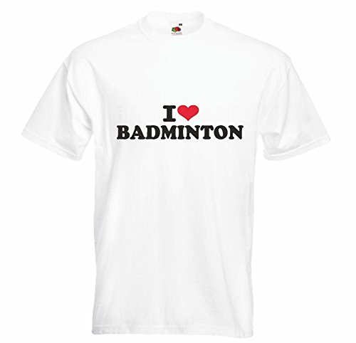 Camiseta I Love Bádminton - Reglas - Deportes - Reglas de juego - Jugador en blanco, Weiß, M