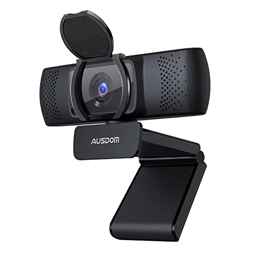 AUSDOM Webcam Full HD 1080P para Business, AF640 Autofocus Web Cámara para PC, con Micrófono, Cubierta de Privacidad, Gran Angular 90°, Streaming Cámara para Videollamadas, Grabación, Conferencias