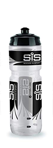 SiS Science In Sport SIS Botella de agua deportiva, Botella de plástico con logotipo negro, ideal para ciclismo o gimnasio, transparente, 800 ml