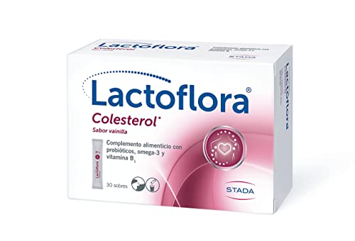 Lactoflora - Colesterol Complemento Alimenticio- Ayuda a mantener niveles normales de colesterol de la forma más natural- Vitamina B1 y Omega3 - sabor vainilla -30 sobres