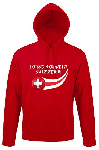 Supportershop – Suiza – Sudadera con Capucha para Hombre, Hombre, Color Rojo, tamaño XL