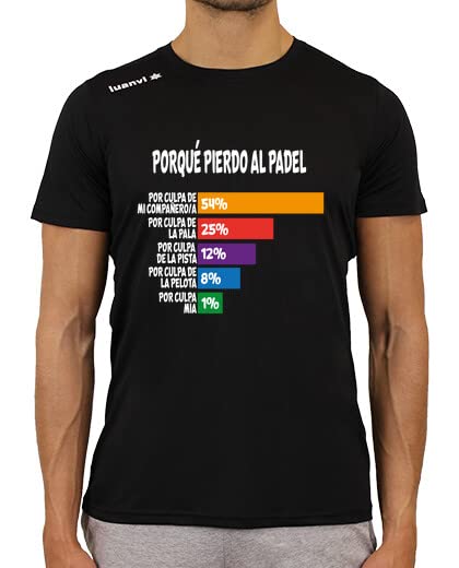 latostadora Camiseta Deportiva Técnica Porque Pierdo Padel Divertido Jugador para Hombre - Negro L - Ref. 8403693-P
