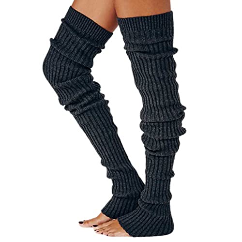 Calcetines hasta el Muslo para Mujer Calcetines sobre la Rodilla para Botas de Punto, Calentadores de piernas Largos y cálidos para el Invierno (Black)