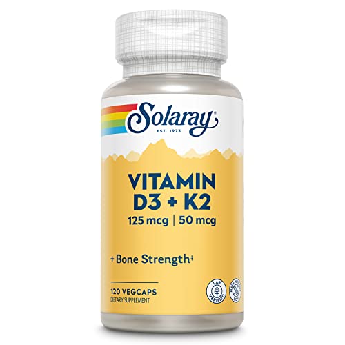SOLARAY Vitamin D3 + K2 | Vegcaps Es 200 G, Sin Sabor, One size, Vanilla, 120 Unidad