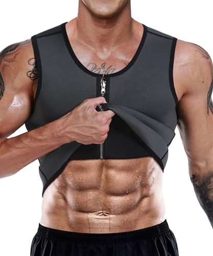 Fajas Reductoras Hombre Camiseta Sauna Compresión Chaleco Neopreno Boxeo Gym Deporte Control de Abdomen sin Manga Sudoración
