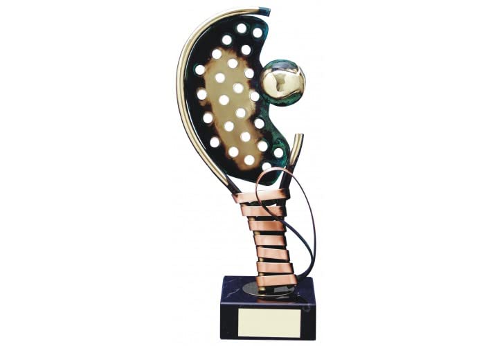 Premios para Pádel GRABADOS trofeo PERSONALIZADO de cobre y zinc Pala con pelota