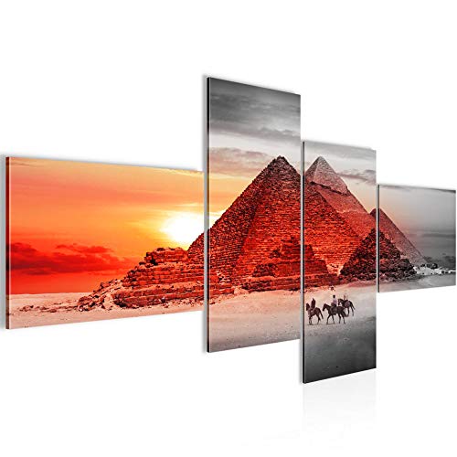 Runa Art Egipto Pirámides Cuadro Moderno - 100% Made In Germany - Desierto Rojo 4 Piezas 601842a