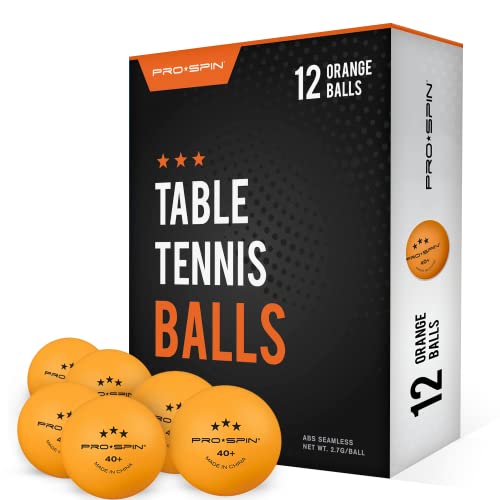 PRO-SPIN Pelotas de Ping Pong - Naranja - Pelotas 3* 40+ (Pack de 12) para Tenis de Mesa | Pelotas ABS de Alto Rendimiento y Durabilidad para Mesa de Ping Pong Interior/Exterior, Competición