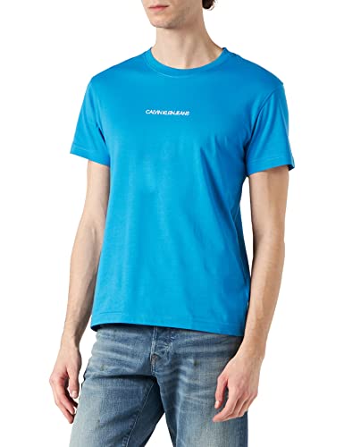 Calvin Klein Instit Chest Logo Reg tee Camiseta, Azul (Coastal Blue), XS para Hombre