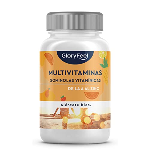 Multivitaminas y Minerales en gominolas vitamínicas - Todas las vitaminas A, B2, B6, B12, C, D3, E, K2, Biotina, Ácido fólico, Zinc y más - Multivitamínico para hombres, mujeres y niños