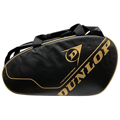 Dunlop 10316695 Tour Intro Carbon Pro Paletero, Tamaño mediano con 2 compartimentos, Material 100% Poliéster, Dorado