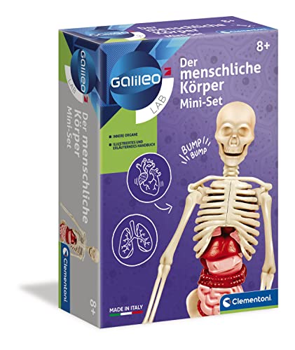 Clementoni Galileo Lab – Mini Set de Cuerpo Humano, Caja de experimentación para niños a Partir de 8 años, Juguete para Entender la anatomía, los órganos y el Esqueleto 69489