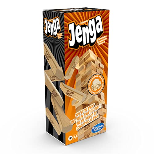 Hasbro Gaming Jenga Classic, children's game that promotes the speed of reaction, from 6 years