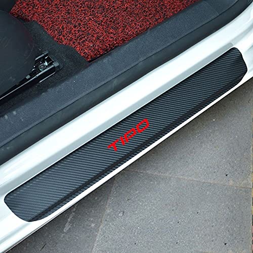 Qirc Para Fiat TIPO - Calcomanías protectoras de fibra de carbono para umbral de puerta de coche, antiarañazos, decoración de parachoques para puerta de coche, apto para coche/SUV/camión, protección de pedal de bienvenida, 4 piezas (rojo)