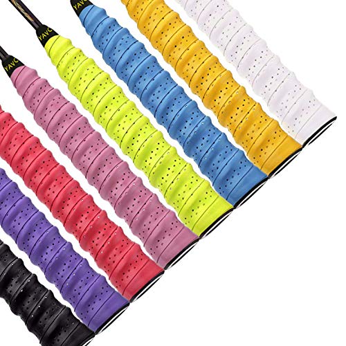 Mangos de Raquetas de Tennis Badminton Anti Slip Perforado Absorbente Sobregrip Grip Multicolor 8 Paquete