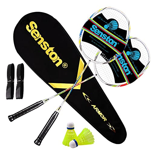 Senston Raquetas de Bádminton,Unisex Adulto Badminton Racket-Incluyendo bádminton Bolsa/2 Raquetas/2 bádminton/2 Sobregrip