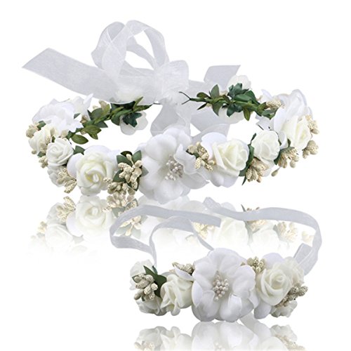 XCSSKG Diadema para mujer, flores florales, guirnalda de boda, bandas para el pelo, hechas a mano, diadema de novia, tocado de pelo, accesorios