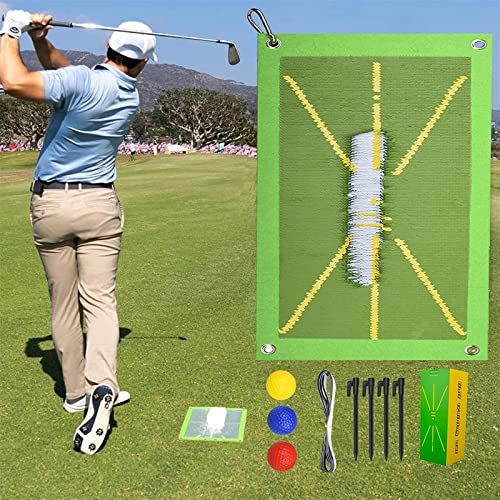 Golf Swing Mat, Golf Training Mat for Swing Detection Batting, Golf Hitting Winter Practice Grass Aid Rug Set, Golf Training Aid Mat for Indoor/Outdoor