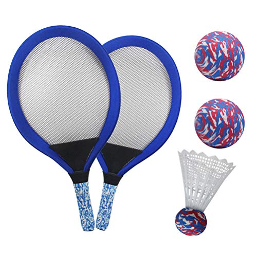 YIMORE Raquetas de Tenis Badminton Racket Set con Bolas Juguete de Deporte Playa al Aire Libre para niños 3 4 5 (Azul)