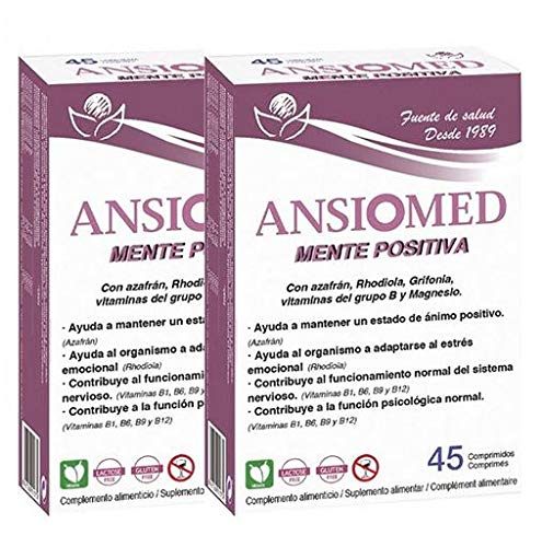 Pack Ansiomed MENTE POSITIVA 2x45 (90) CÁPS de Bioserum - Combate la ansiedad y potencia un estado de ánimo óptimo de forma natural. Tratamiento para 45 días.