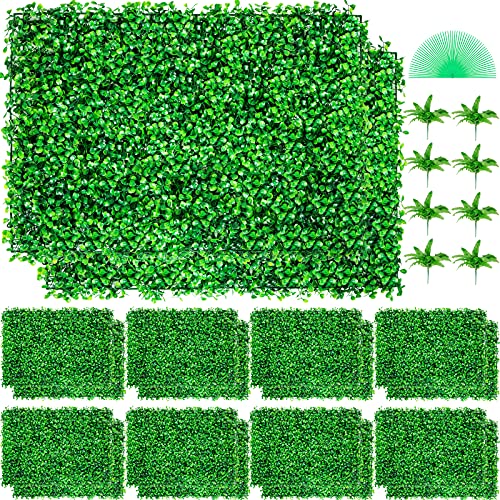 VEVOR Hierba Artificial Verde de 24 Piezas 61 x 40,6 cm, Panel de Boj de Hiedra Artificial de Alta Densidad contra UV y 100% PE, Plantas Artificiales Decorativas para Pared, Jardines, Patio Trasero